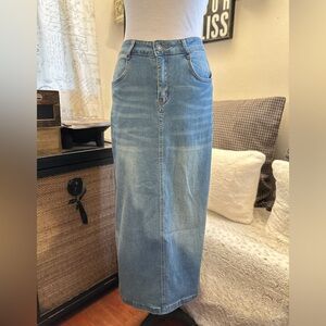 Amazon Women's Light Blue Denim Midi Skirt